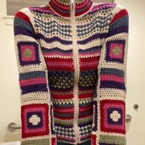 Crochet square knit granny sweater